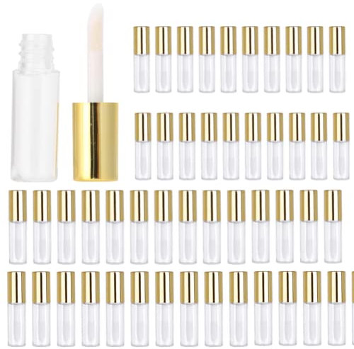 Nicoone 45Pcs Leere Tuben Lip Gloss Tubes,1.2ml Nachfüllbare Tuben Klare Kosmetik Behälter,Mini Nachfüllbare Leere Lip Gloss Rohre für Diy Lip Gloss Lippen Balsam