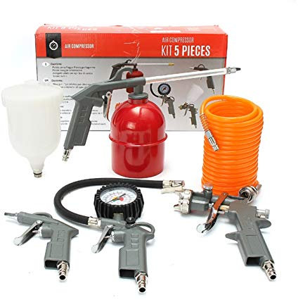 Kit aerografo Set di 5 pezzi di spruzzatore pneumatico Airbrush Vernice utensile spruzzatura Spruzzo Spray Airbrush Set Car Vernice Auto Spray Airbrush Edizione limitata Spazzole ad aria per la pittur
