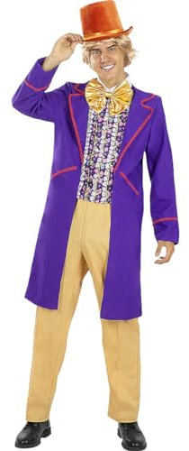 Funidelia | Déguisement Willy Wonka - Charlie et la Chocolaterie pour homme Déguisement pour Adultes et accessoires pour Halloween, carnaval et fêtes - Taille XL - Violet
