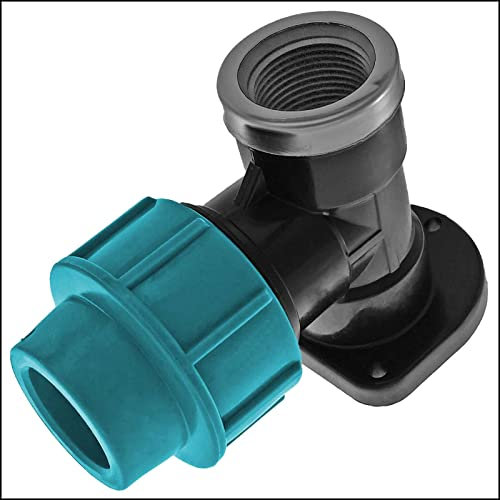 PP Fitting Klemmverbinder Verschraubung - Wandwinkel mit 3/4 Rohr Zoll Innengewinde IG für PE Rohr-Außendurchmesser 25mm
