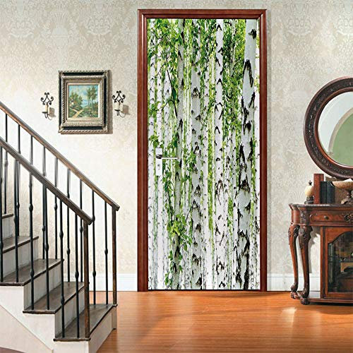 Türaufkleber Türtapete Birkenwald Selbstklebend Türposter Wandbilder Tür Poster 95x215cm