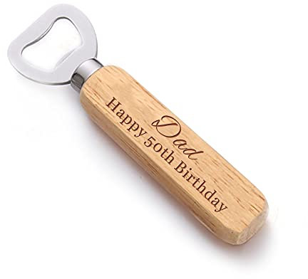 Personalised Bottle Opener for Him Engraved Custom Wood Handle Bottle Opener for Birthday Personalised Gifts for Men Dad Son Uncle Brother Teacher Friends Daddy 18th 21st 30th (Design 2)