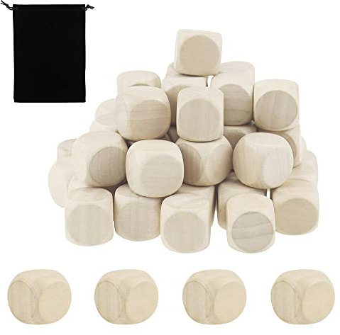LumenTY 50 Stück Holzwürfel Blanko Holzwürfel Würfel 20mm Holzwürfel Natur für DIY Kunst & Handwerk Brettspiele
