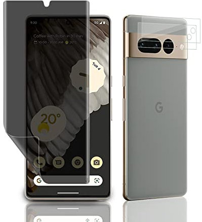 AiMok [3 Piezas Protectores de Pantalla Privacidad Compatible con Google Pixel 7 Pro, Protectores de Pantalla TPU Flexible+Protectores de Lentes de Cámara de Vidrio Templado【Antiarañazos】【Anti Espía】