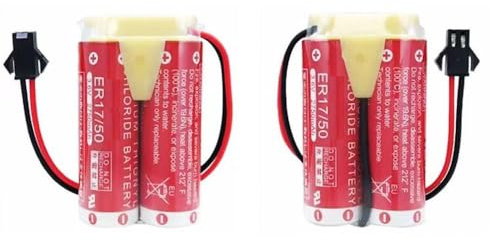 zoyfayl 2 Pack ER17/50 3.6V 5500mAh Battery Pack with Plug for NACHI MZ07 MZ03 Robot Battery ER1750-2 (2 Pack ER1750)