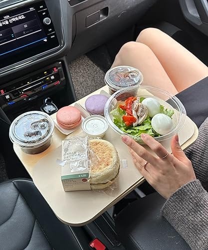 2-in-1 Drive-Thru Tray(14.96 x 11.02), Wide Car Food Tray, Big size Wood Car Trays for Eating in Parked Car, Car Desk for Laptop, Car Office, Cup Holder Tray Gift for Road Trip, Taxi, Truck Drivers