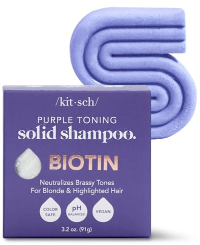 Kitsch Purple Shampoo Bar for Blonde Hair - Toning Purple Shampoo Bars with Biotin for Strengthening Hair & Neutralizing Brassy Tones | Vegan Solid Shampoo Bar for Hair Shine | Zero Waste, 3.2 oz