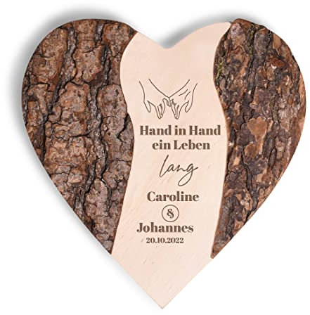 Herz Baumscheibe Erlenholz mit Gravur Dekoration - mit Namen - individuelles Hochzeitsgeschenk - für Liebespaare - DIY bastel Dekoration - Paar-Geschenk - Heirat, Jahrestag, Valentinstag