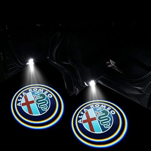 HEYCE 2PCS Auto LED Logo Beleuchtung Projektor Autotür Willkommen Lichter Für Alfa Romeo Giulia Giulietta 159 156 MITO Stelvio 147, Tür Laser Projektor Licht Dekoration