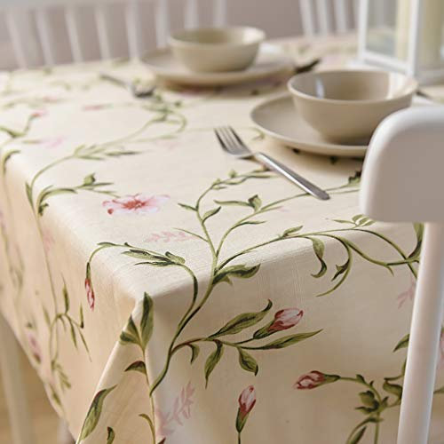 Tischdecke, natürliche Laubmuster Ölbeständige Wischtuch, Leinen besticktes Rechteck waschbar Abwaschbare Abendessen für Picknick, sortierte Größe, 4 Farben