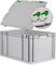 Eurobox NextGen Economy, Griffe geschlossen mit Scharnierdeckel 60x40x32cm grau Kunststoffbox 65 Liter stapelbar Transportbehälter lebensmittelecht, Farbe Deckel-Scharniere wählbar (Grün)