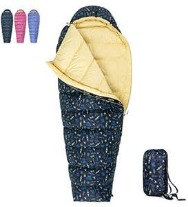 QEZER Kinderschlafsack,Ultraleicht Schlafsack Kleines Packmaß für Jungen und Mädchen Camping,Reise,Zelten,Outdoor mit Premium 600FP Daunen (Blau-L)