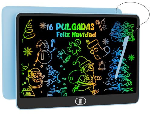 16 Pulgadas Tableta de Escritura LCD, Electight Infantil Tableta de Graffiti de Colores para Niños 3~12 Años, con Borrable y Bloqueo Función, Reutilizable, Juguete Educativo Halloween Navidad, Azul