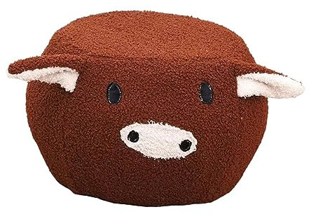 Fenteer Tier Fußhocker, Sitzhocker, Abnehmbare Schuhe, Sofa Fußstütze mit Weich Gepolstertem Kissen, Fußhocker, Ottomane für Büro, Eingangsbereich, Zuhause, Braunes Schwein