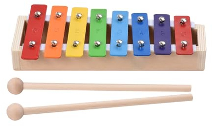 SCTOU xylophon Kompaktes Xylophon-Glockenspiel Mit 8 Tasten Und Holzschlägeln, Percussion-Musikinstrument Für Schüler (Color : with 2Mallets)