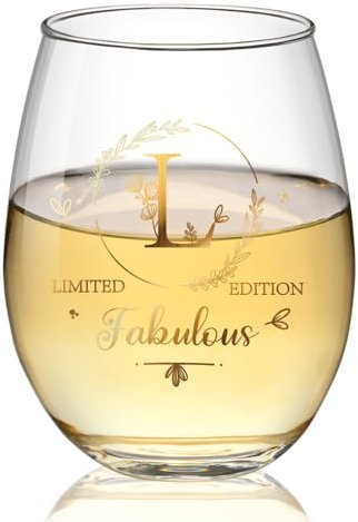 Joymaking Personalised Wine Glass with Name Initial L - Gin Glass, 17oz