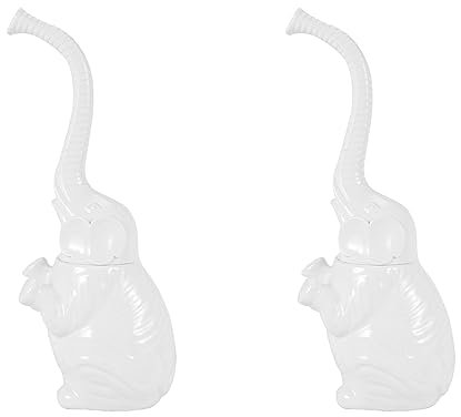 Toilet Brush Set,2X Elephant Toilet Brush,Bathroom Soft Bristled Toilet Brush Detachable Elephant Shape with Long Handle(White)