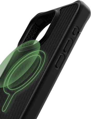 Itskins Ballistic R Nylon | Ultra Hybrid MagFit Designed for iPhone 15 Pro Case, Compatible with MagSafe, Protective Military Shockproof Cover, Slim Phone Case | Black