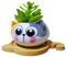 Cuteforyou Adorable pot de fleurs en céramique en forme de chat avec plateau en bambou (gris, jaune)