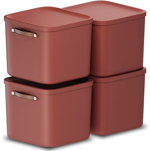 Rotho Maloja Aufbewahrungsbox mit Deckel 40 l, Kunststoff, rot, 40 (39.5 x 38.0 x 34.0 cm)