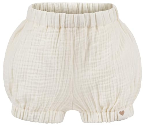 Smarilla Baby Kinder Musselin Shorts Kurze Hose Uni Pumphose Sommerhose, Bekleidungsgröße: 74/80, Farbe: Creme