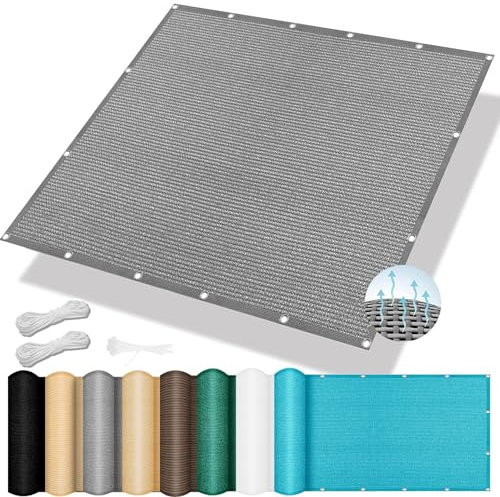 Telo Ombreggiante di Protezione Solare 280 x 380 cm, Antivento/98% Protezione Uv, Sabbia, Tenda Parasole Schermo Privacy, Tenda da Sole Telo Ombra, per Giardino, Pergola, Grigio Chiaro