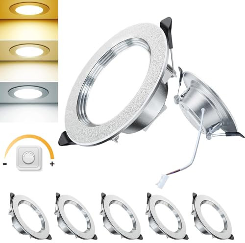 ACELIFE LED-Einbaustrahler 230V Dimmbar, 10W LED-Spots Einbauleuchten, Warmweiß 3000K, Neutralweiß 4500K, Kaltweiß 6000K, Ultra Flach für Badezimmer, Wohnzimmer - 6er Set