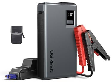 UGREEN Jump Starter Power Pack 1000A - Batería de coche para motores de gasolina de 6.0 L y diésel de 3.5 L, banco de energía portátil de 12000 mAh y cables de arranque con pantalla digital y luz LED