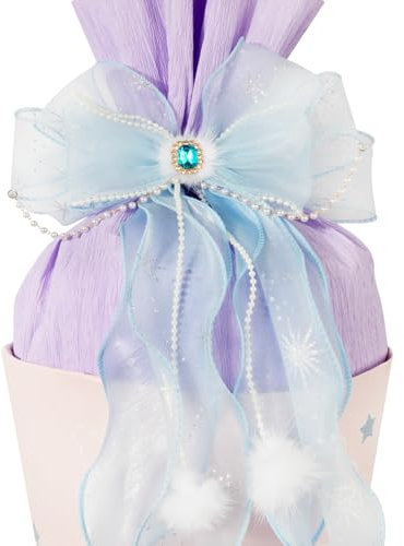 BOFUNX Schultütenschleife Blau Schneeflocken Zuckertüten Schleife für Mädchen - 40×20cm Schultüte Zuckertüte Deko Schulanfang Einschulung Deko