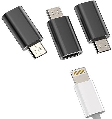 YCJ-it Lightning Female to Micro USB Male Adapter (3 Pack) Compatible for Samsung Galaxy Mobile Phone Cable Charging Converter Lightning Jack to Micro USB Adapter