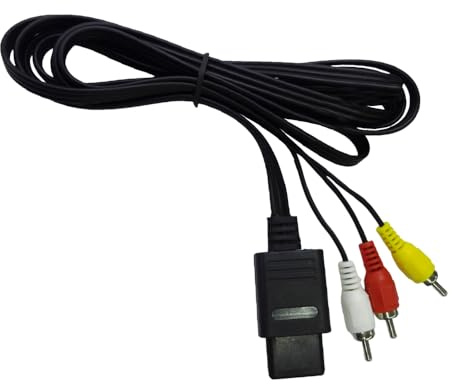 PMTFUMY N64 AV Cable Composite Video Cord Compatible，Composite TV AV Display Cable Replacement Wire Cords, with Nintendo Game Cube, SNES (1.8m / 6ft)