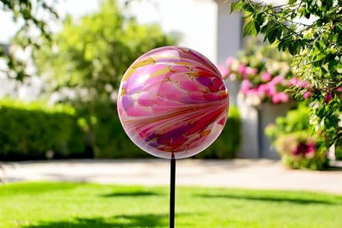 Gartenstecker BOl - Handgefertigtes Glas - Rosa - Gartendekorationen - Gartenindeco für den Außenbereich - Gartendekor - Tiere für den Außenbereich
