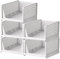 ELPHECO Stackable Plastic Storage Basket - Foldable Closet Organizers and Storage Box Bins Drawer Shelf Storage Container for Cupboard Wardrobe Kitchen Bathroom Office (5 * 5L) (White, Large)