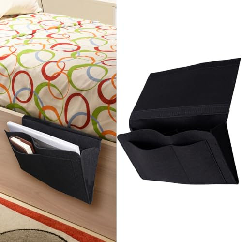 DILUSILK Felt Bedside Storage Hanging, Non-slip Storage Bag, Bedside Storage Pockets Bunk Bed Storage Bag Bedside Organizer Caddy For Room (Black)