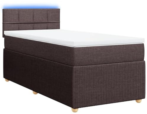 Tidyard Boxspringbett Bettgestell Jugendbett Polsterbett Bettrahmen Bett Einzelbett/Doppelbett Lattenrost, mit Matratze Dunkelbraun 90x200 cm Stoff5a