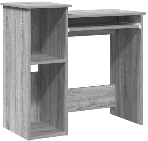 vidaXL Schreibtisch mit Regal Grau Sonoma 84x40x78 cm Holzwerkstoff, Bürotisch, Tisch, PC-Tisch, Computertisch, Laptoptisch, Arbeitstisch, Büromöbel