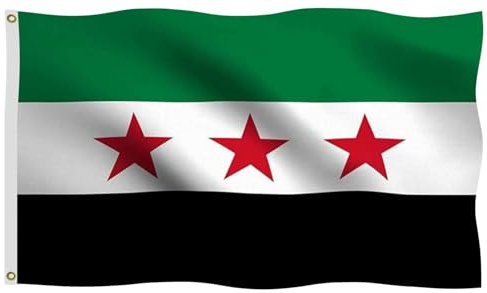 Flagge der Syrien-Republik, 2,3 x 3,6 m, doppelt genäht mit stabilem Messingring, wetterfest, lebendige Farben