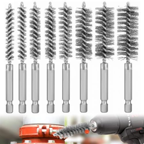 Drill Wire Brush Set, 8Pcs Drill Brushes for Cleaning, 1/4inch Hex Shank Wire Brush Drill Attachment for Power Drill