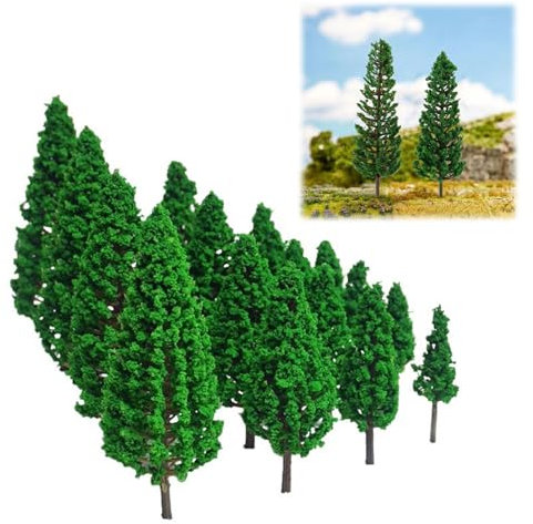 Helweet Modellbau Bäume, Modell Bäume Miniatur, Zug Bäume, Eisenbahn Landschaft, Diorama Baum, Kunstbäume Modellbau für Projekte und DIY Landschaft, Modelleisenbahn Zubehör, 3.5-16 cm, 16 Stück