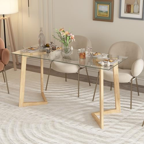 Esstisch, Esszimmertisch, Glas-Esstisch mit dreieckigen Beinen, Schreibtisch, Bürotisch, Frühstückstisch, Multifunktionstisch, Wohnzimmer, Büro, Arbeitszimmer, 75 cm x 60 cm x 120 cm, Glas, stabil