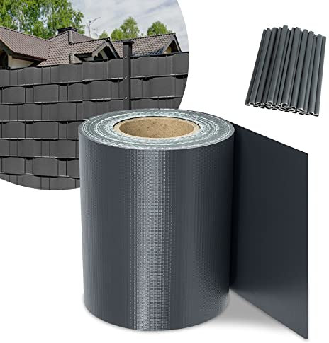 Eikuavons Sichtschutzstreifen für Gartenzaun,70m x19cm PVC Sichtschutz, inkl.60 Clips, Sichtschutz Zaun Wetterfest, 450g/m² Balkon Doppelstabmattenzaun Sichtschutz, Anthrazit