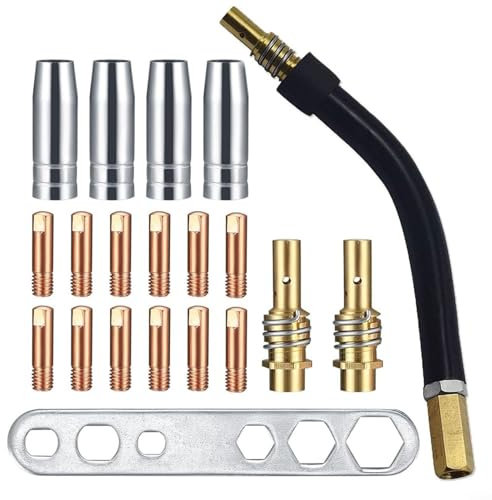 BlissfulAbode 15AK MIG Welding Torch Kit 20PCS 0.8mm Contact Tips Holder Diffuser Shield Cup for MB15 Torches