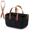Anhow 16L Filztasche Einkaufstasche mit Fächern, Filztasche Einkaufskorb Shopper für Outdoor Trips, Picknick, Einkaufen, Aufbewahrung - Schwarz/ 38x23x18 cm