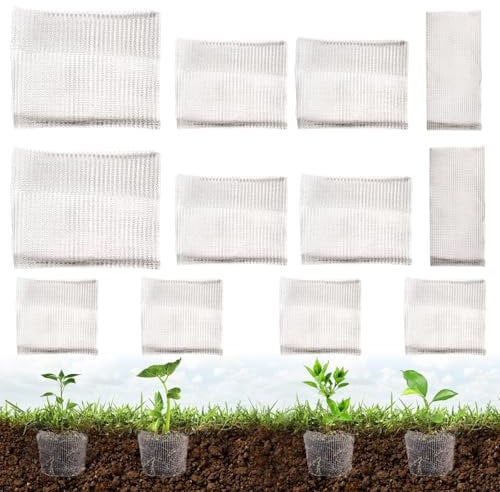 bssmmai 12 Stück Wühlmauskorb, Wurzelschutz Gegen Wühlmäuse, Pflanzkorb Metall, 4 Größen Wühlmauskorb für Obstbäume, Pflanzenwurzelschutz für Schutz der Wurzeln von Bäumen, Blumen, Gemüse