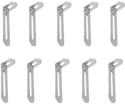 Lot de 10 connecteurs d'angle - 7,3 x 2,3 x 1,5 cm - Fixation murale avec sécurité anti-basculement - Meubles en forme de L - Angle de fixation réglable - Avec 2 trous oblongs pour la fixation de
