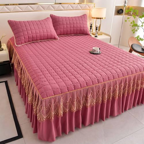 HLTQL Bett Hussen Umrandung Bettrock Mit Spitze Bed Skirts & Valances Boxspringbett Hussen Bezug Komplett 180x200 Bettrock Tagesdecke(#2,150x200cm)