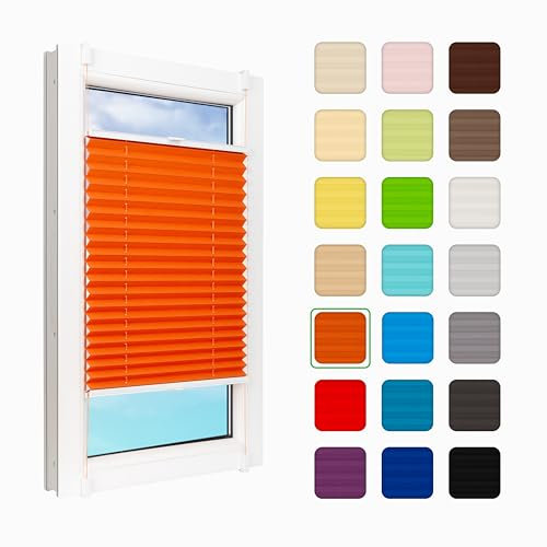 MakoStyl Fenster Plissee Innen ohne Bohren - B 80 H 130 cm Klemmfix Erze Plisee - 100 g/m2 Plissees Faltrollos - 50% Verdunkelung Blissett Rollo - Blickdicht Klemmplisseeses