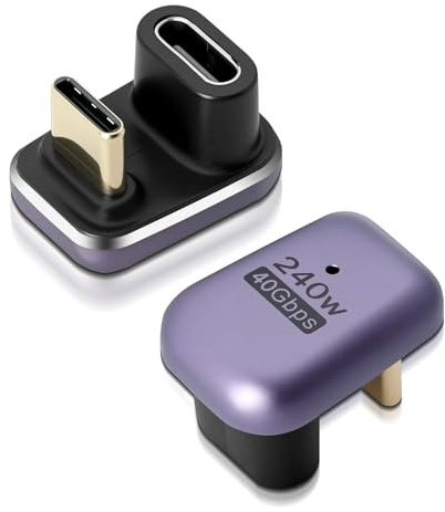 180 Grad Winkel C Adapter 2 Stück,U-Form Typ C Abgewinkelter Adapter mit 100W PD Schnellladung & 10Gbps Datenübertragung,USB-C Stecker auf USB-C Buchse Extender für Steam Deck, Switch, Laptop, Tab