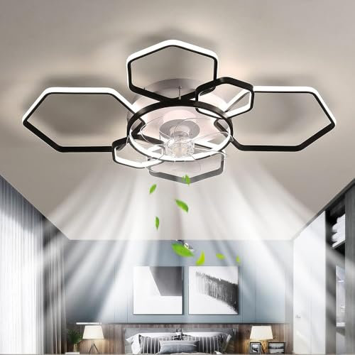 Warmiehomy Ceiling Fan with Light,103cm Dimmable Smart LED Ceiling Light Fan with Remote/App Control,60W 1/2 H Timing Reversible Fans with Lamps 3 Colors for Living Room Dining Room(Black)