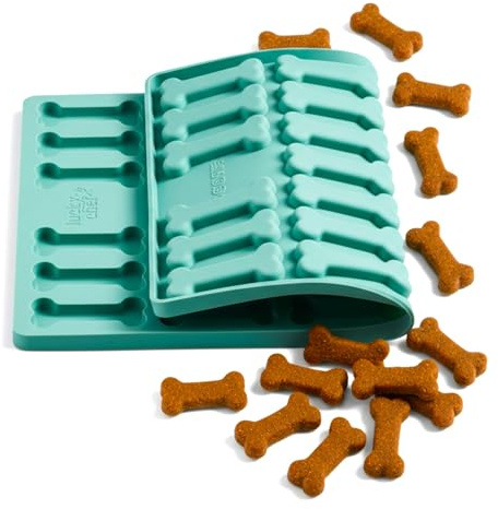 LuckyChef Backmatte Großer Knochen für Hundekekse, Silikon, Salbei | Antihaft- und geruchsneutrale Silikonform, BPA-frei, lebensmittelecht, spülmaschinenfest. Für selbstgemachte Hundeleckerlis